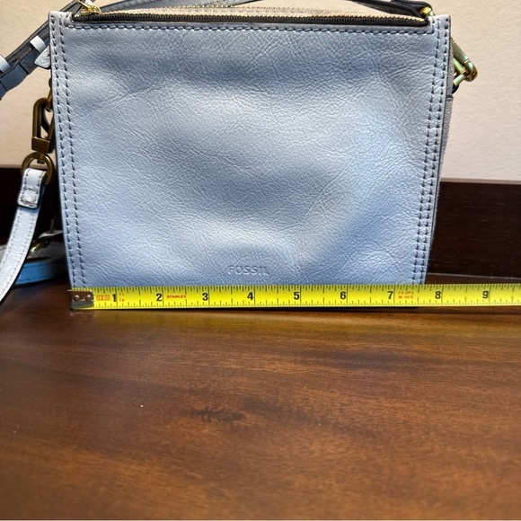 FOSSIL Blue Gray Leather Small Shoulder Crossbody Handbag P - Picture 2 of 14